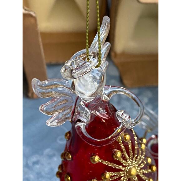 Glass angels red and gold. Set of Three (3) Christmas Ornaments NIB - Picture 15 of 16